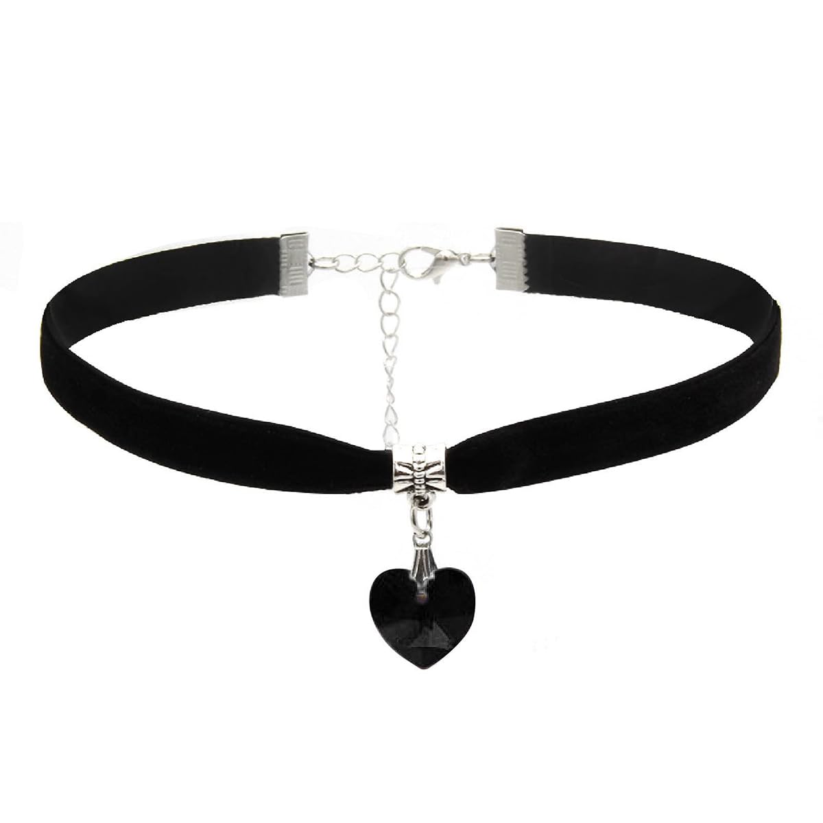 ISCASSE Black Choker Necklaces for Woman Love Heart Choker Necklace Adjustable Velvet Choker Soft Collar Chain Red Heart Necklace Halloween Cosplay Party