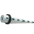 00G White Teal Acrylic Playboy Rabbit Head Taper