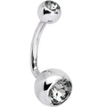 Black Diamond J-Curve Belly Ring Created with Crystals