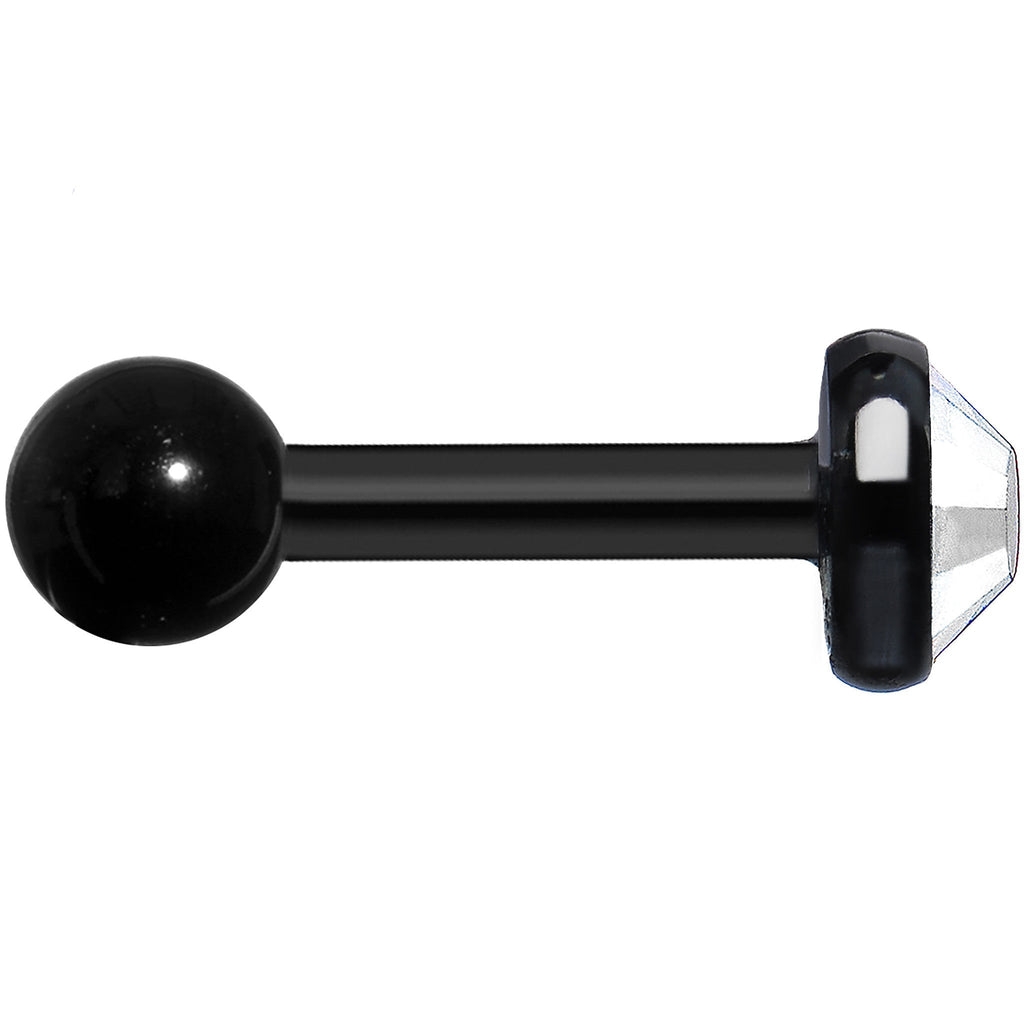 4mm Clear Gem Black IP Tragus Cartilage Earring