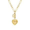 Sun Heart Charm Choker Necklace for Women Men18k Gold Plated With Zircons Inlaid PendantsThick Chunky Paperclip Chain Hip Hop Necklace Unisex JewelryCuban Link Chain for Women Trendy（Heart）