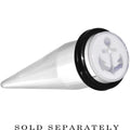 9/16 Clear White Acrylic Set Sail Nautical Anchor Taper