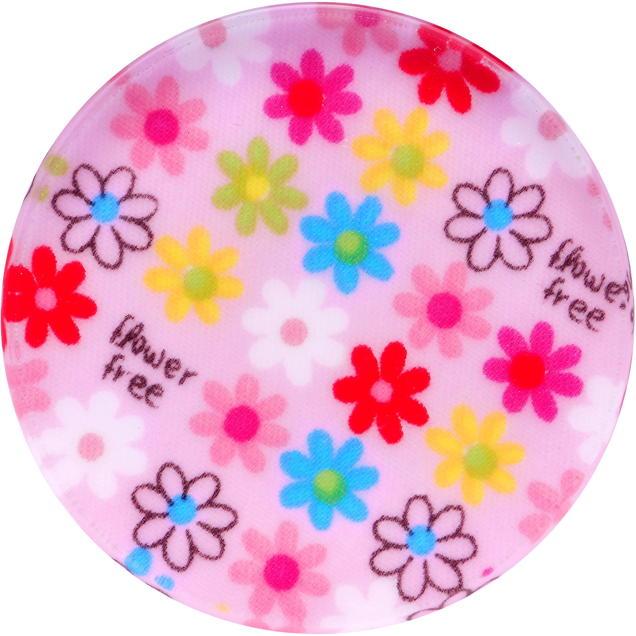 46mm Acrylic Pink Multicolored Flower Power Saddle Plug