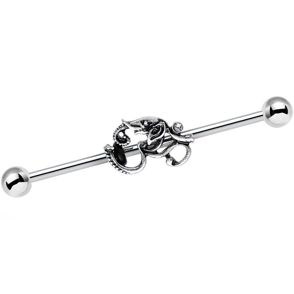 14G Clear Gem Steel Aesthetic Elephant Industrial Barbell 38mm