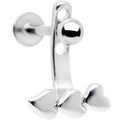 16G 3/8 Triple Heart Dangle Cartilage Tragus Helix Piercing