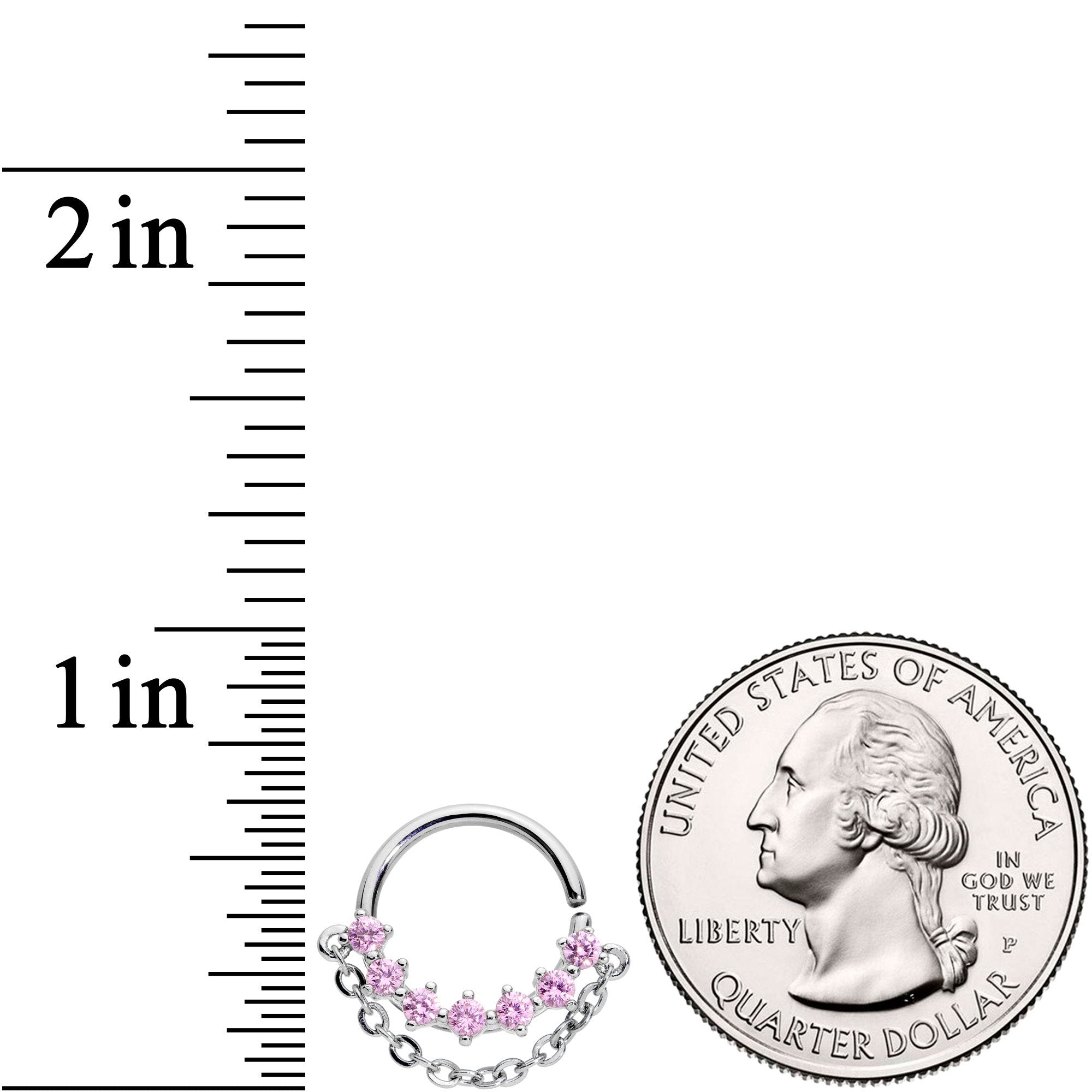 16G 3/8 Pink Gem Garland Hanging Chain Seamless Circular Ring