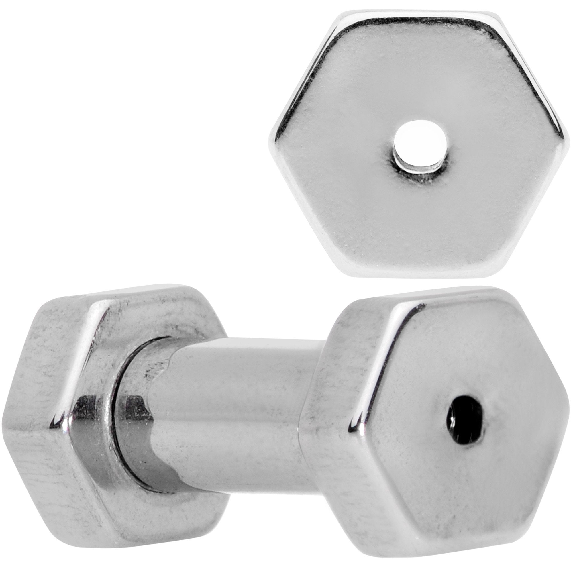 8G Geometric Hexagon Screw Fit Tunnel Plug Set