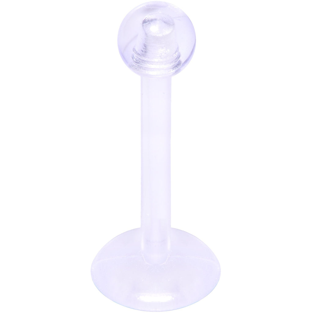 16G 3/8 Clear Flexible Bioplast Labret Monroe Tragus Retainer