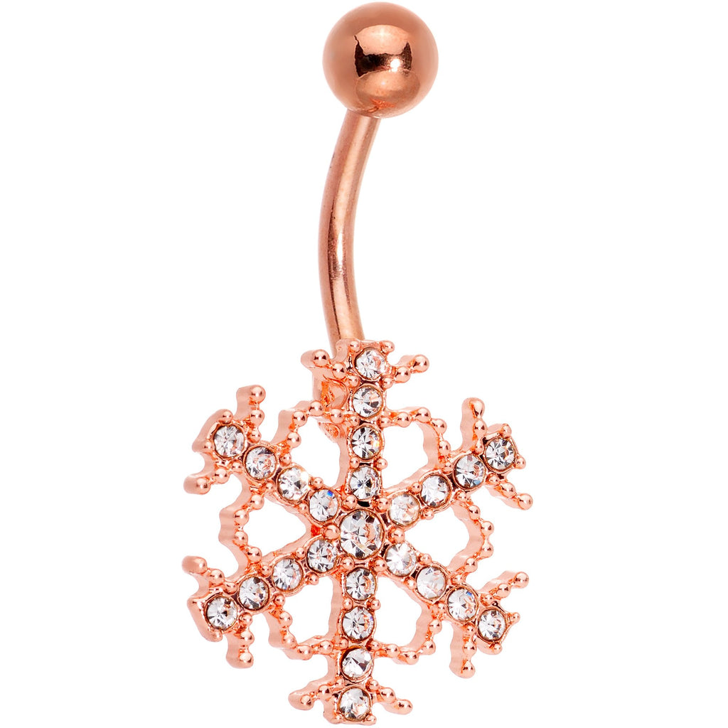 Clear Gem Snowflake Holiday Mix Belly Ring Set of 4