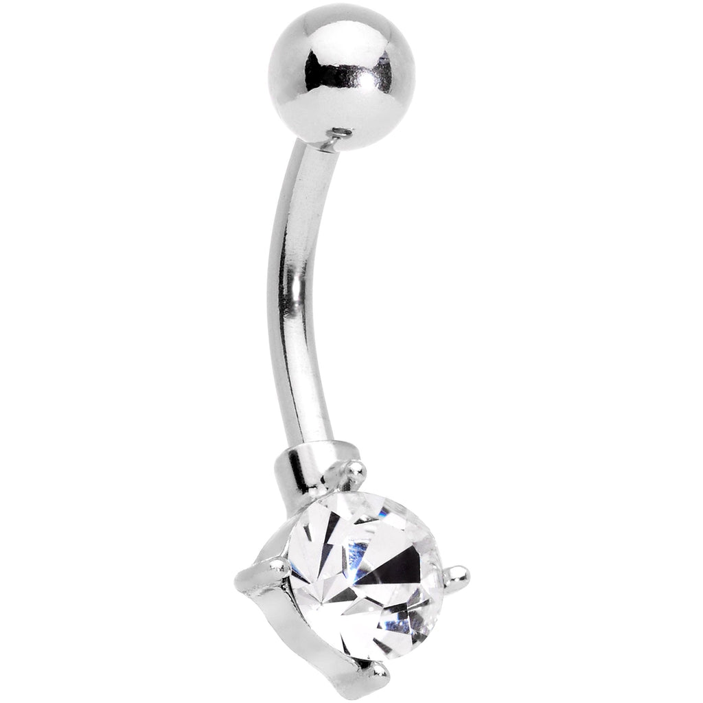 Clear Gem Blue Faux Druzy Crescent Moon Belly Ring Set
