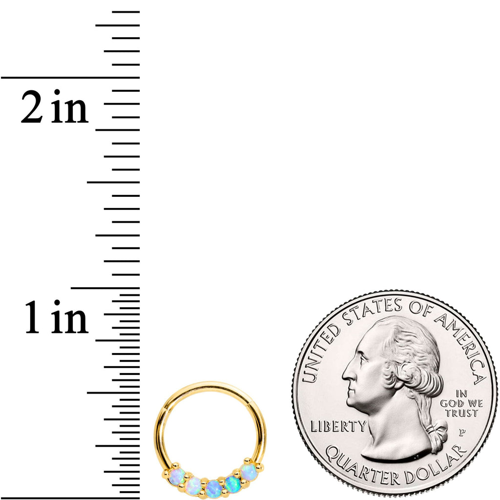 16G 3/8 Five Synthetic Opal Gold Tone Hinged Segment Ring