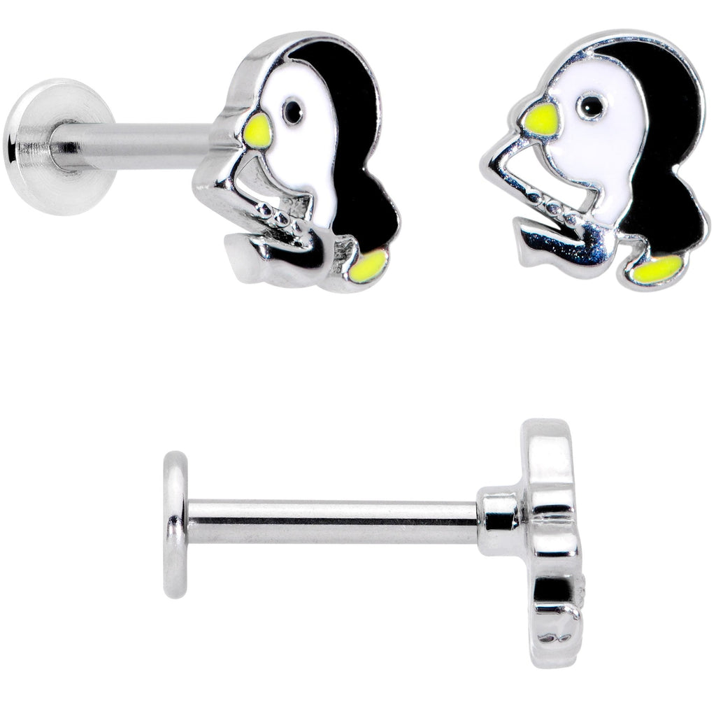 16G 5/16 Clear Gem Winter Penguin Labret Monroe Tragus Set of 3