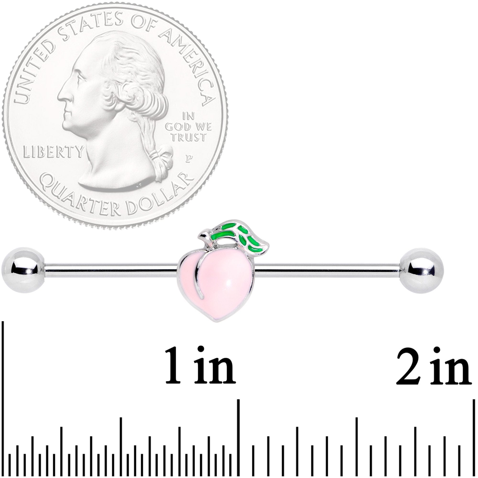 14G Sweet Sweet Pink Peach Industrial Barbell 38mm