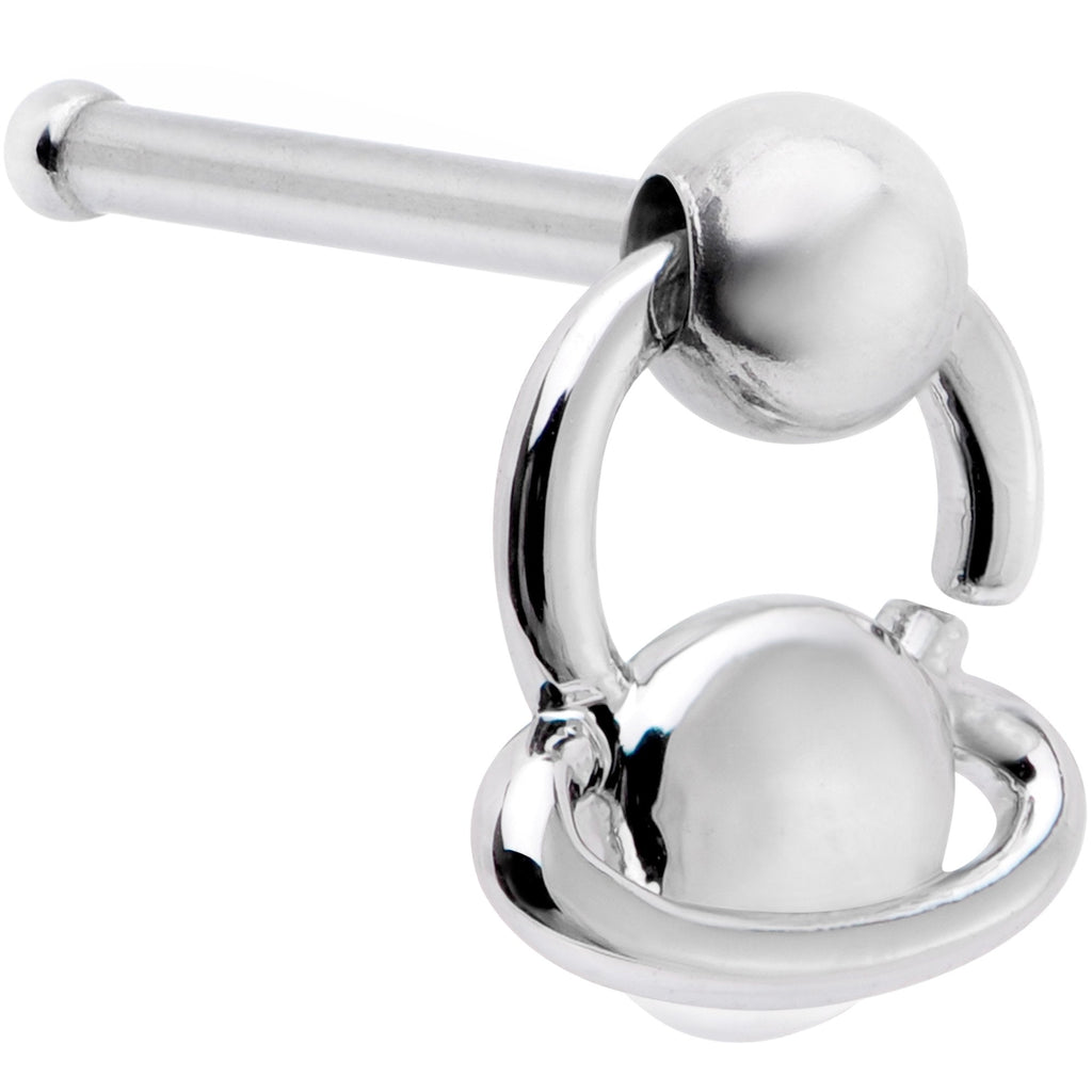 20G 1/4 Ring of Saturn Dangle Nose Bone