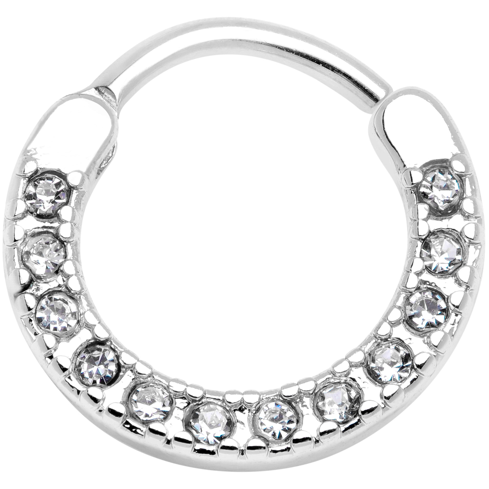 16G 3/8 Clear Gem Paved Septum Clicker