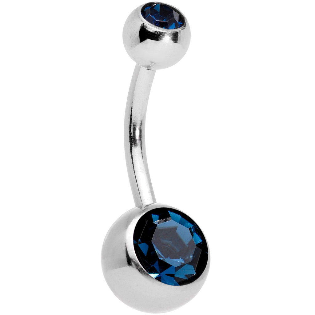 Blue Clear Gem Filigree Oval Belly Ring Set of 4