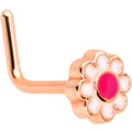 20G 5/16 Rose Gold Tone Spring Flower L Shaped Nose Ring