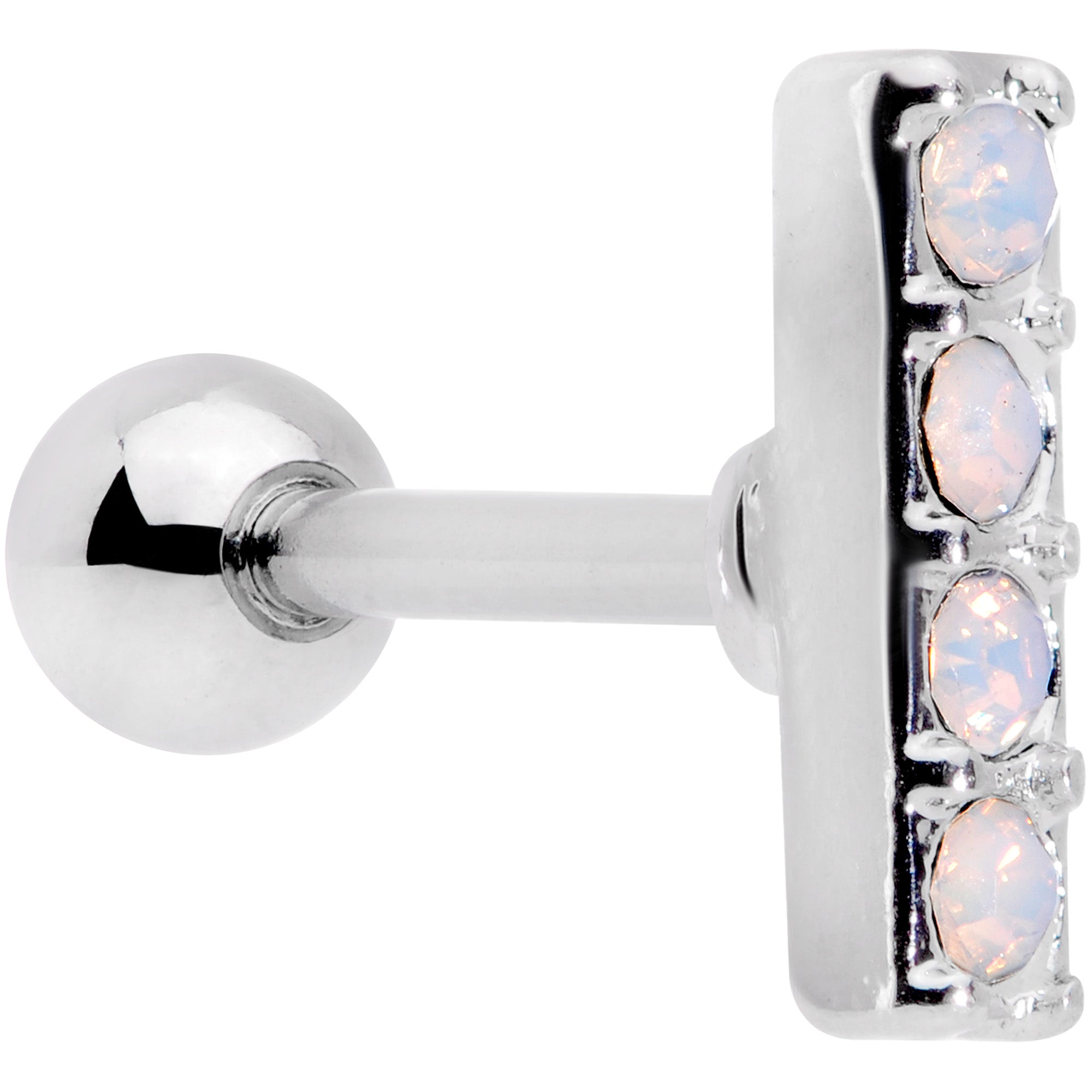16G 5/16 White Faux Opal Quartet Cartilage Tragus Earring