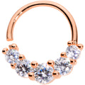 16G 3/8 Clear CZ Gem Cluster Rose Gold Tone Closure Ring