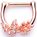 16G 1/4 Clear CZ Gem Rose Gold Tone Butterfly Cartilage Clicker