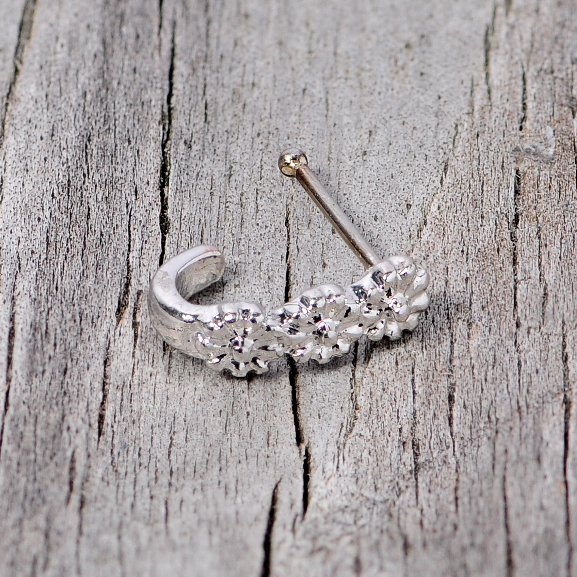 20G 3/8 Steel Daisy Chain Flower Faux Hoop Nose Bone