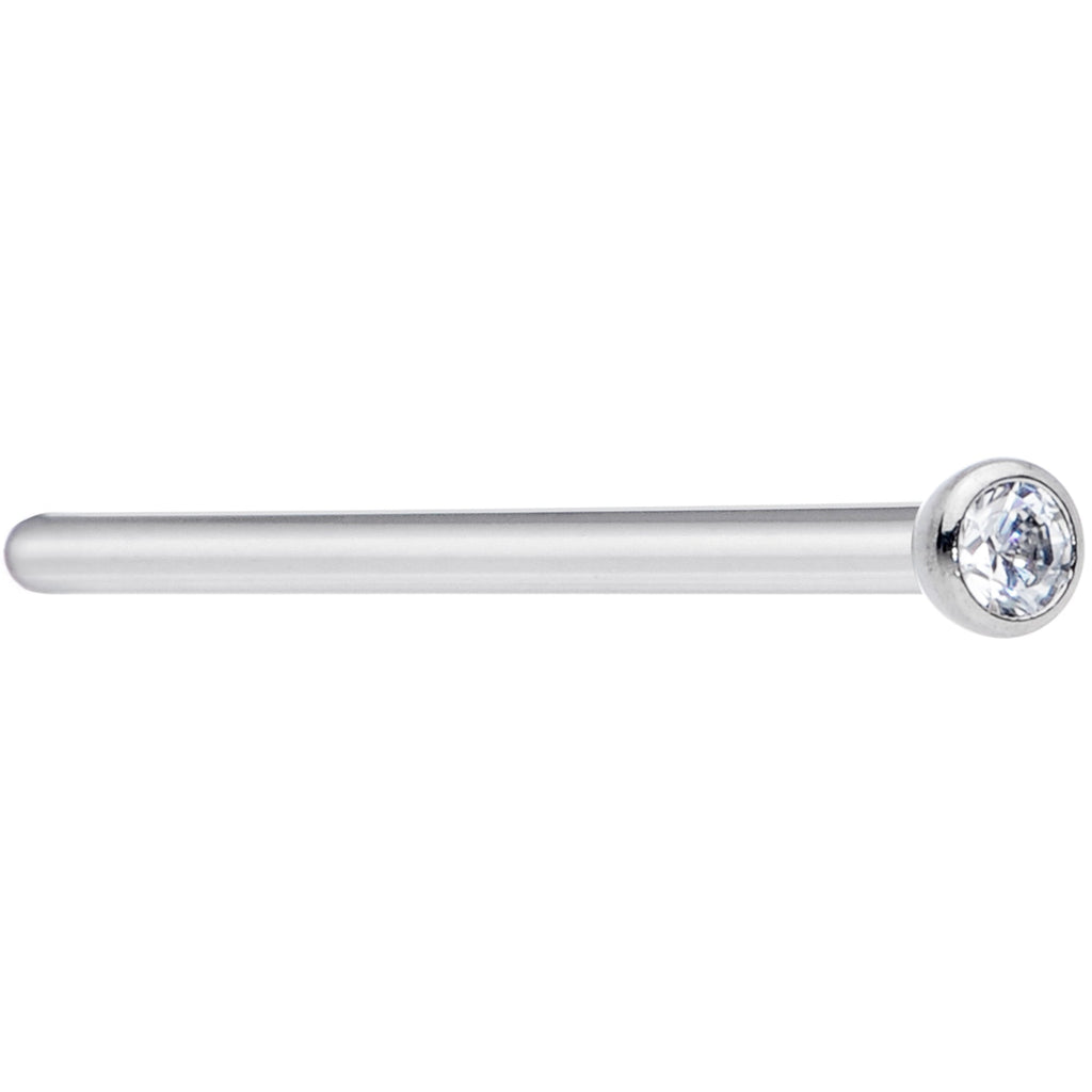 18G 3/4 Clear CZ Gem Grade 23 Titanium Fishtail Nose Ring 2mm