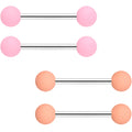 14G 9/16 Pink Peach Matte Barbell Nipple Ring Set of 4