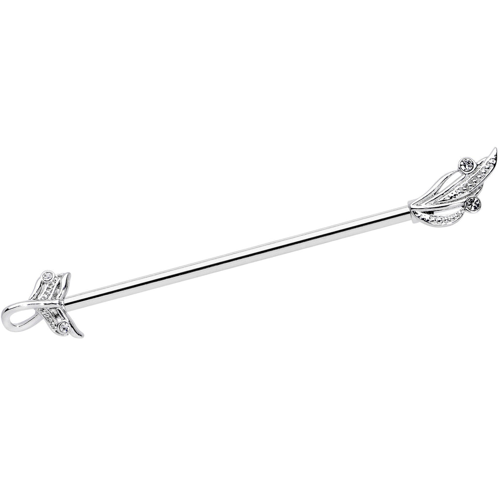 14G Clear Gem Elegant Swirl Industrial Barbell 38mm