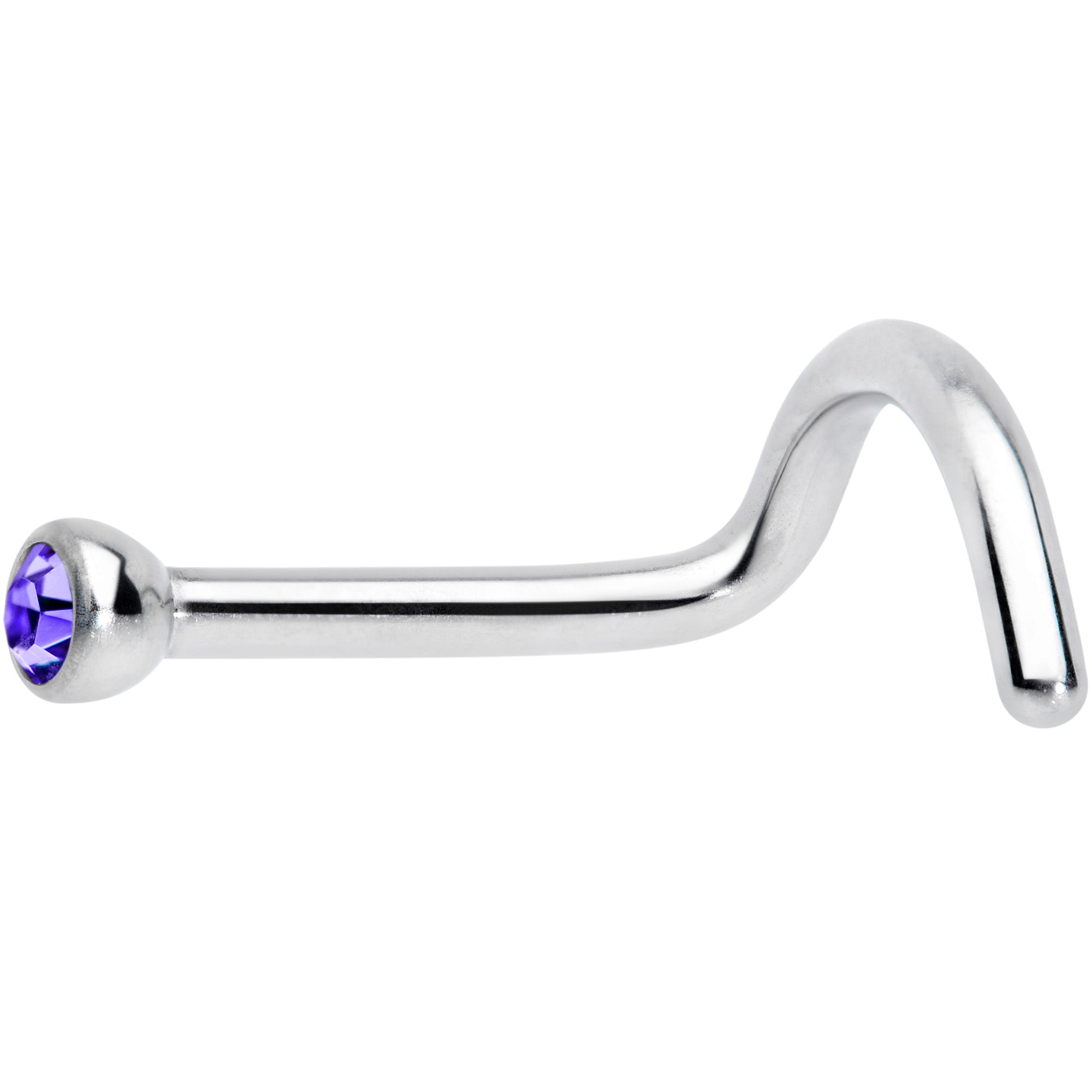 18G Violet 2mm Grade 23 Titanium Press Fit Left Nose Ring Screw