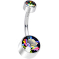 Vitrail 8mm Titanium Internal Thread Belly Ring Created with Crystals