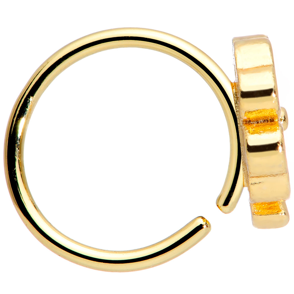 20G 5/16 Clear Gem Gold Tone Shamrock St Patricks Day Nose Hoop