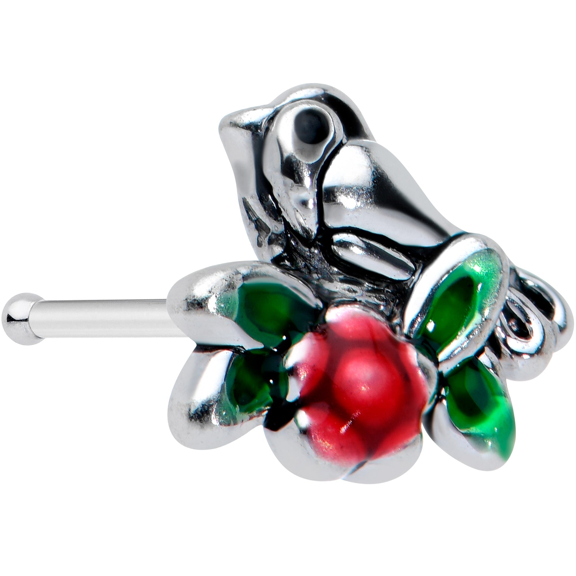 20G 1/4 Perching Bird Flower Nose Bone