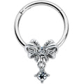 16G 3/8 Clear Gem Looping Bow Hinged Segment Ring