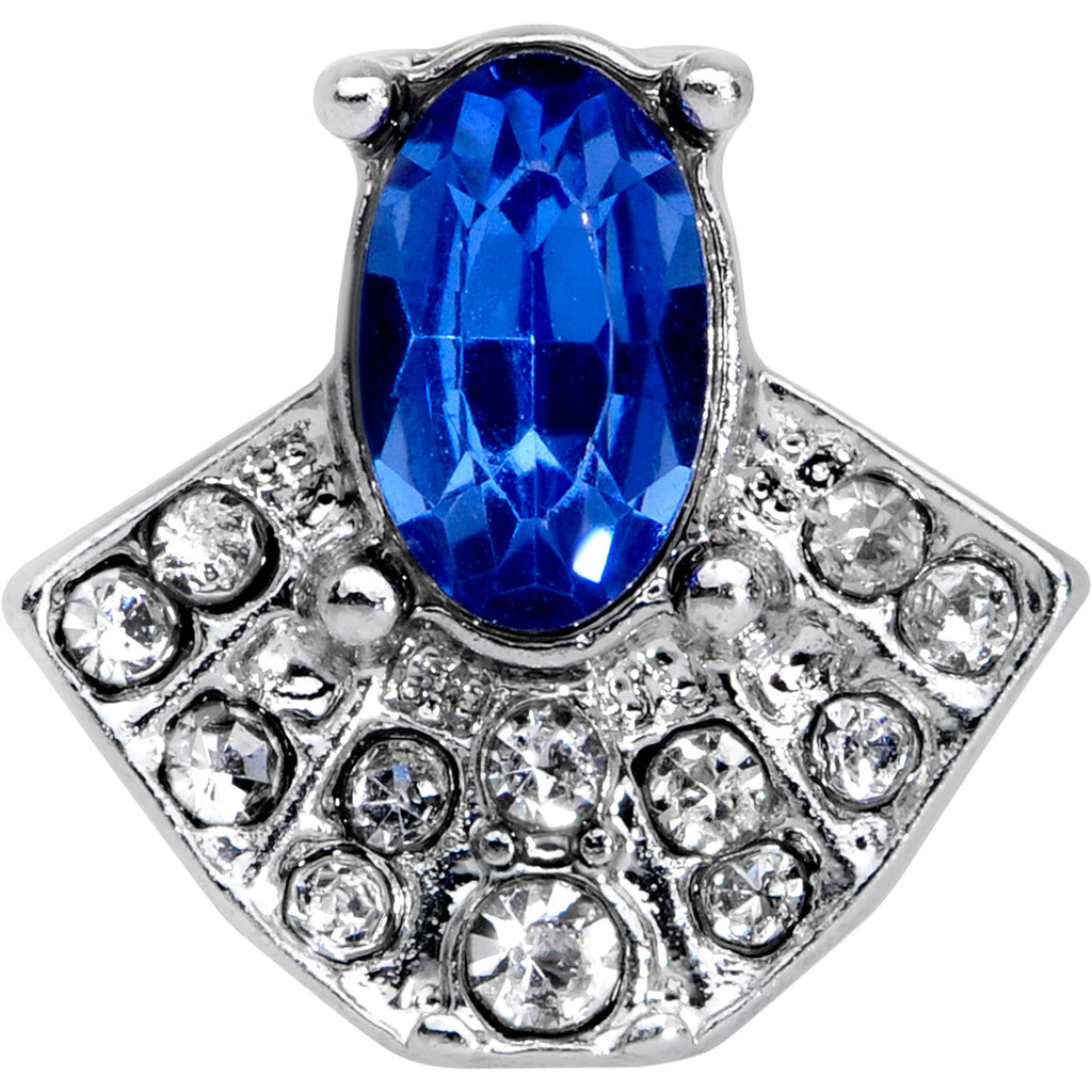 16G 1/4 Clear Blue Gem Art Deco Fan Cartilage Tragus Earring