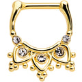 16G 3/8 Clear Gem Gold Tone Lacy Drama Cartilage Clicker
