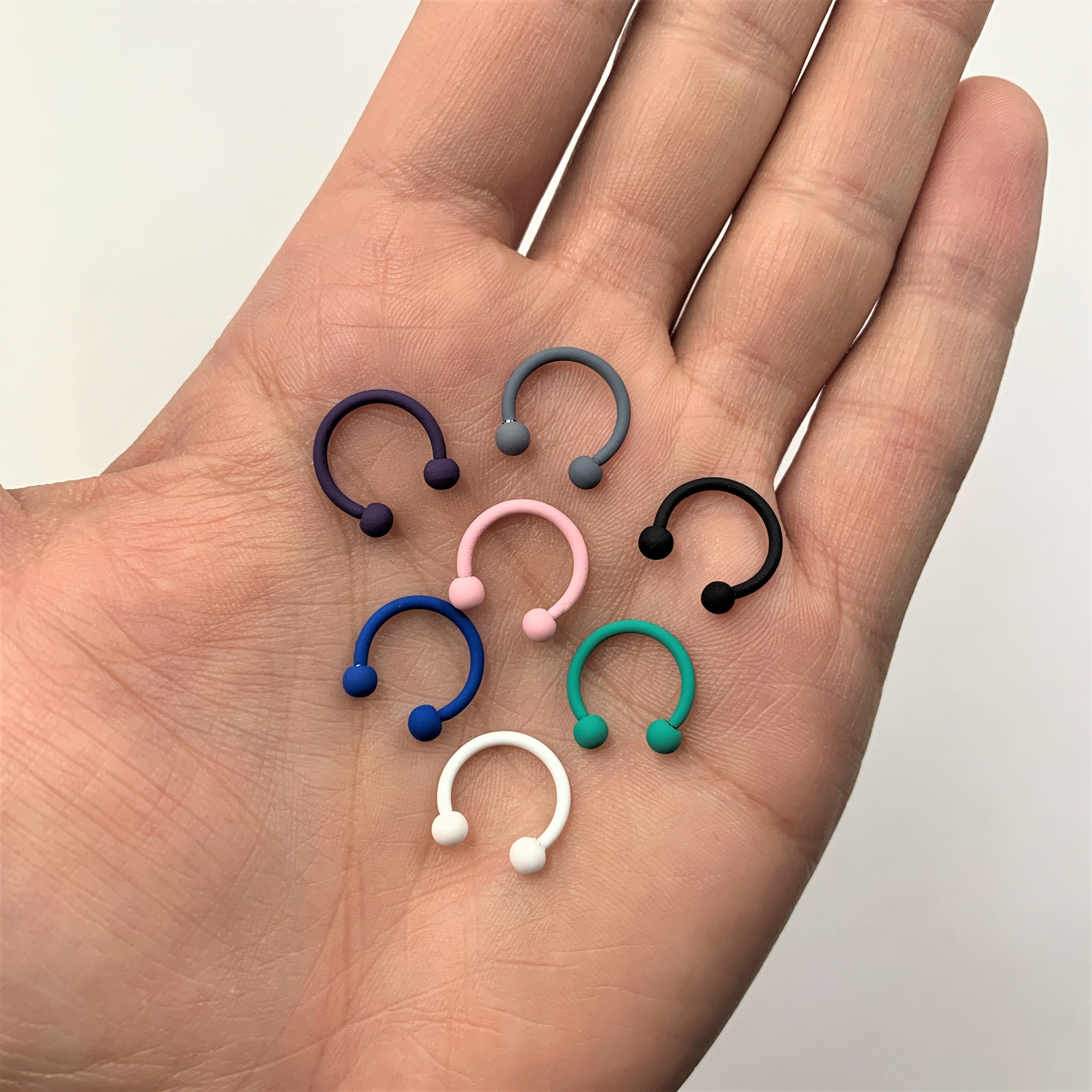 16G 3/8 Beautiful Blue Horseshoe Circular Barbell