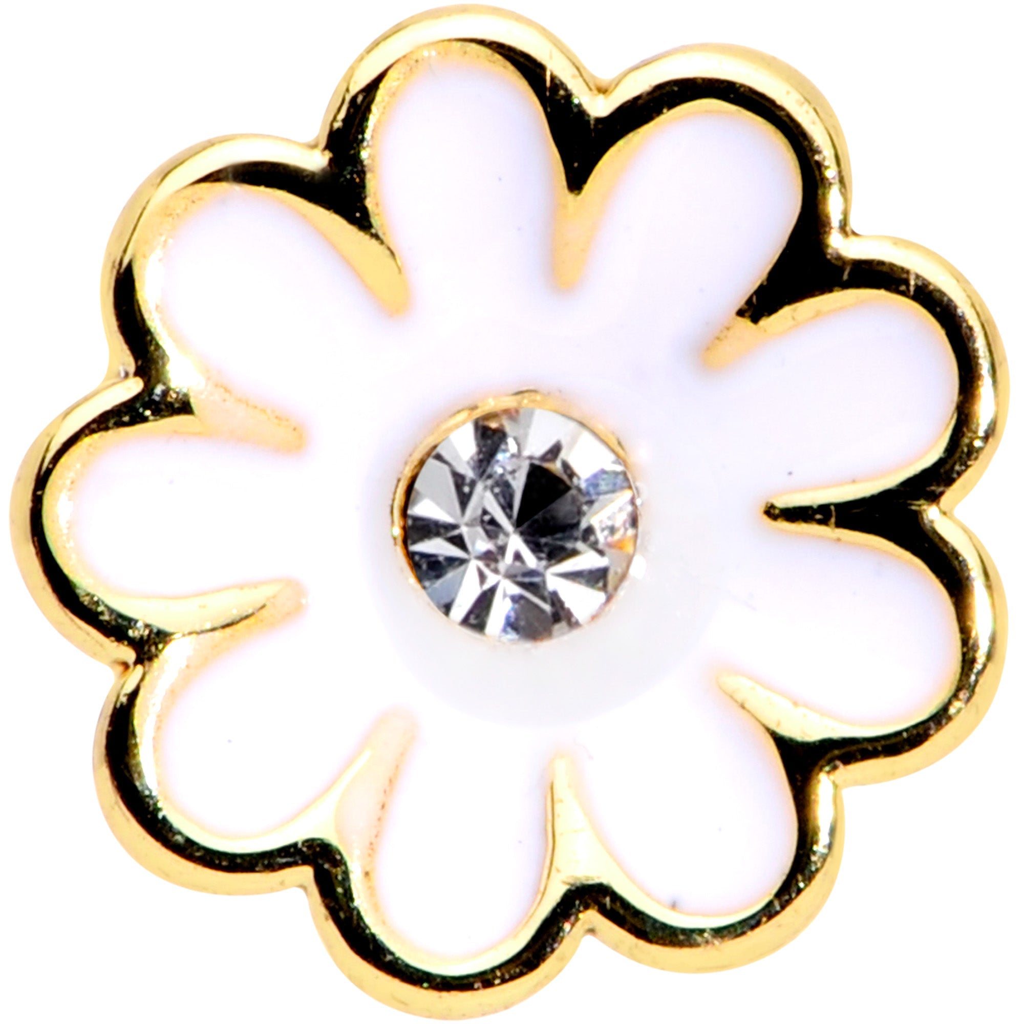 16G 5/16 Clear Gem Gold Tone Daisy Flower Labret Monroe Tragus