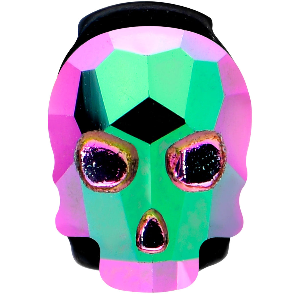 Aurora Gem Black Sugar Skull Barbell Tongue Ring