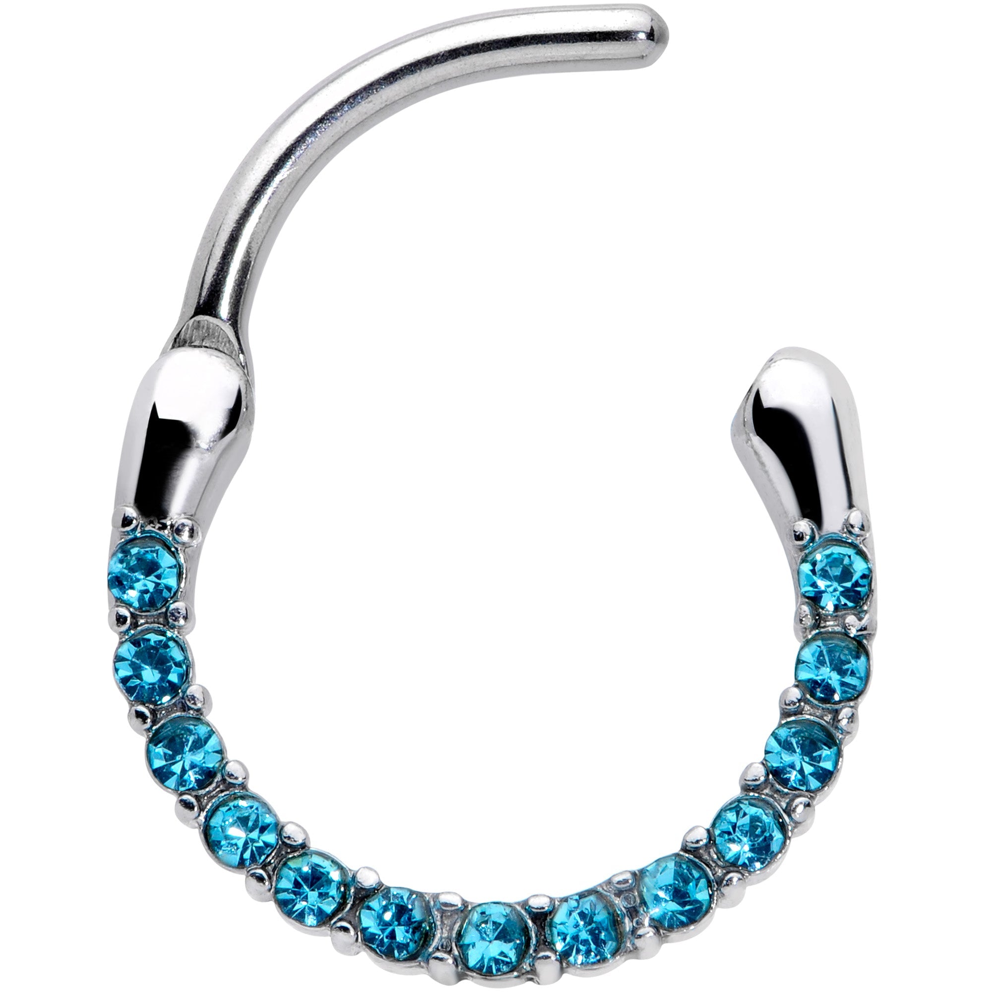 16G 3/8 Baby Blue Gem Paved Cartilage Clicker