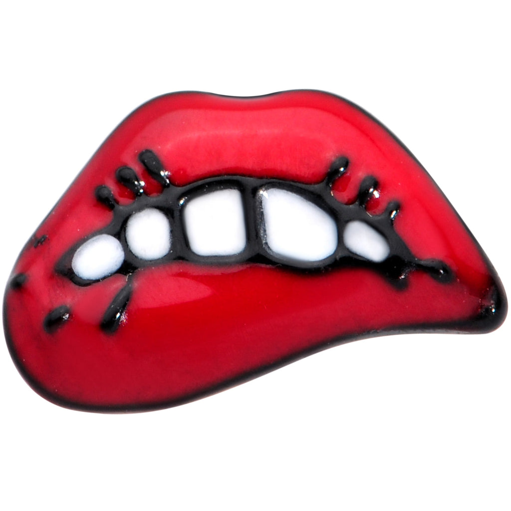 20G 7mm Black Red Sneering Bite Lips L Shaped Nose Ring