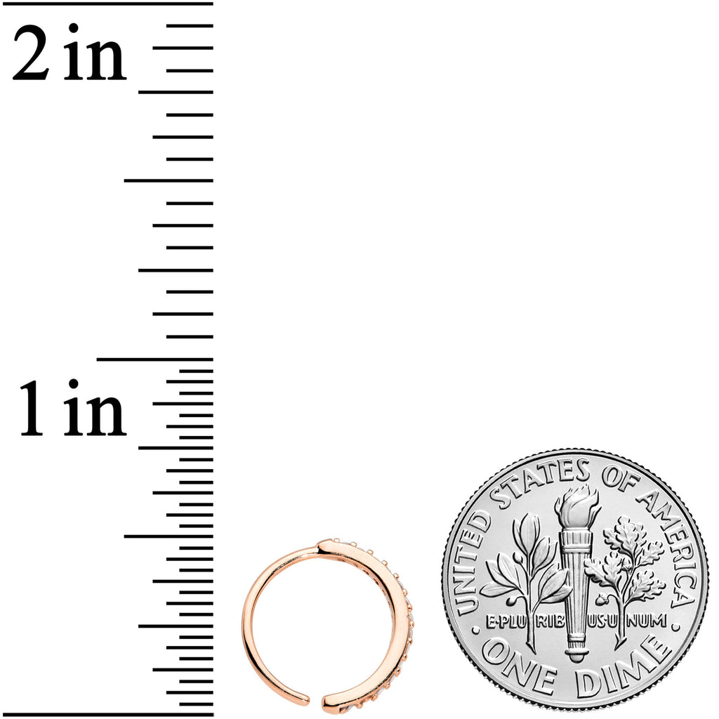 20G 3/8 Clear CZ Gem Rose Gold Tone Forward Facing Nose Hoop