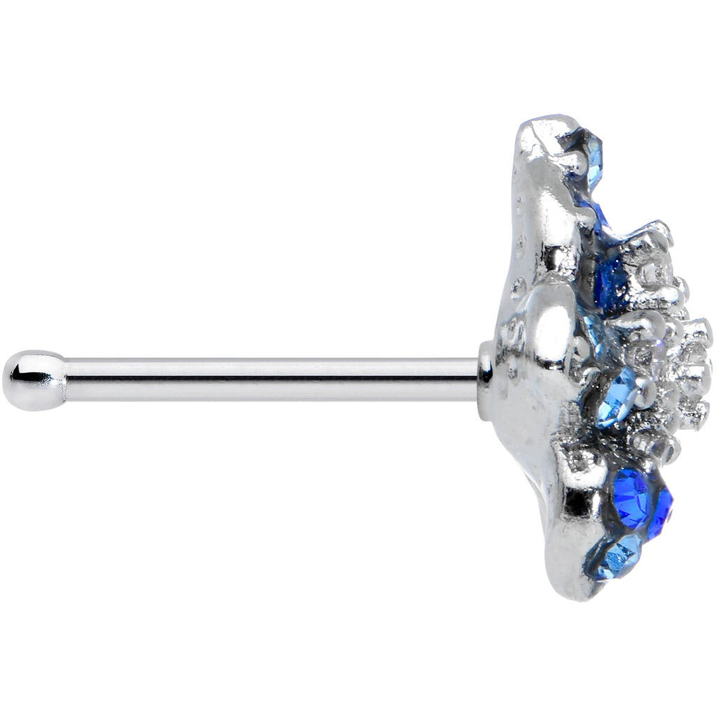 20G 1/4 Clear Blue Gem Evening Flower Nose Bone