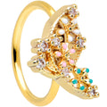 20G 5/16 Clear CZ Gem Gold Tone Abstract Butterfly Nose Hoop