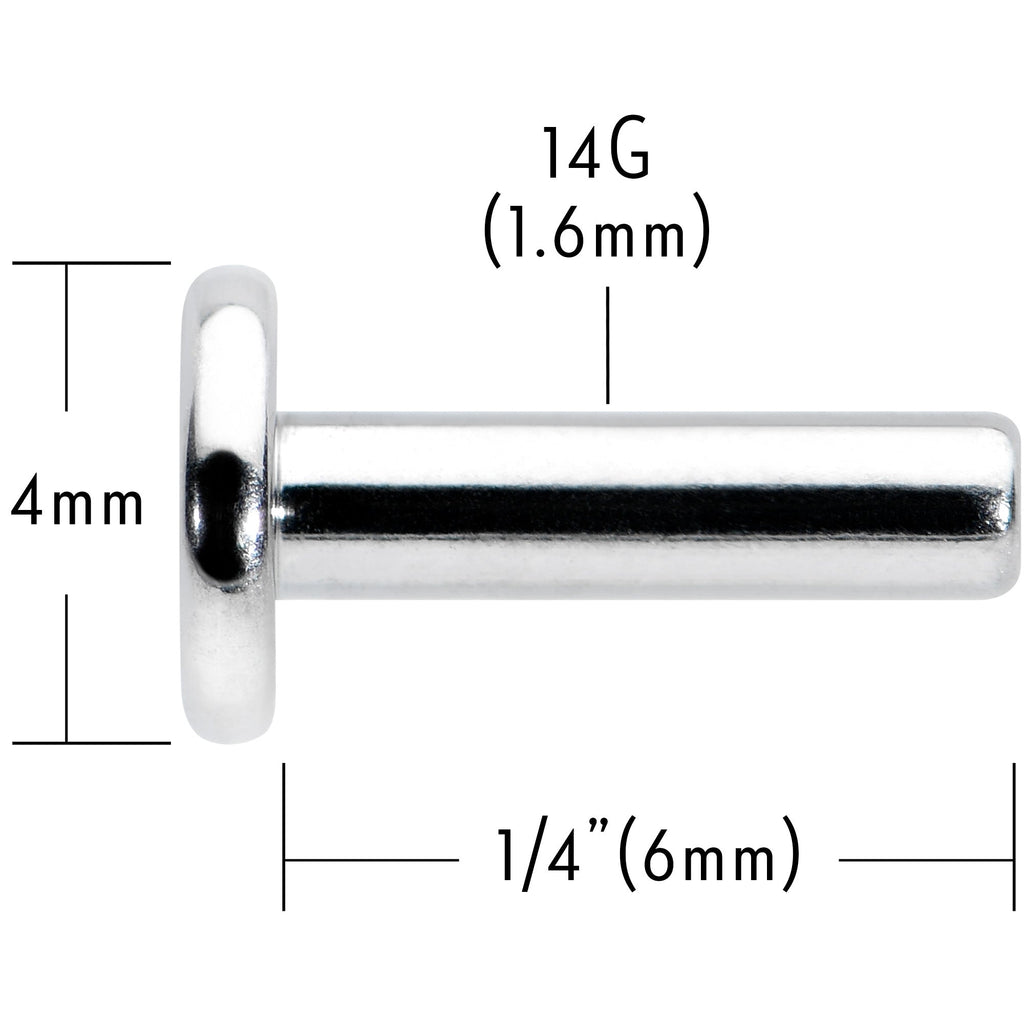 14G 1/4 G23 Titanium Threadless Post Only Labret Monroe Tragus