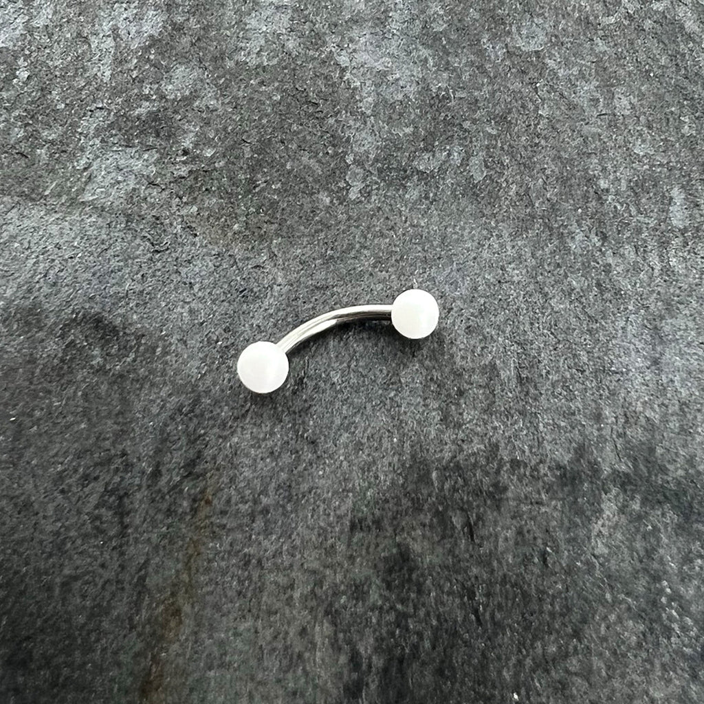 16G 5/16 Matte White Aurora Curved Eyebrow Ring
