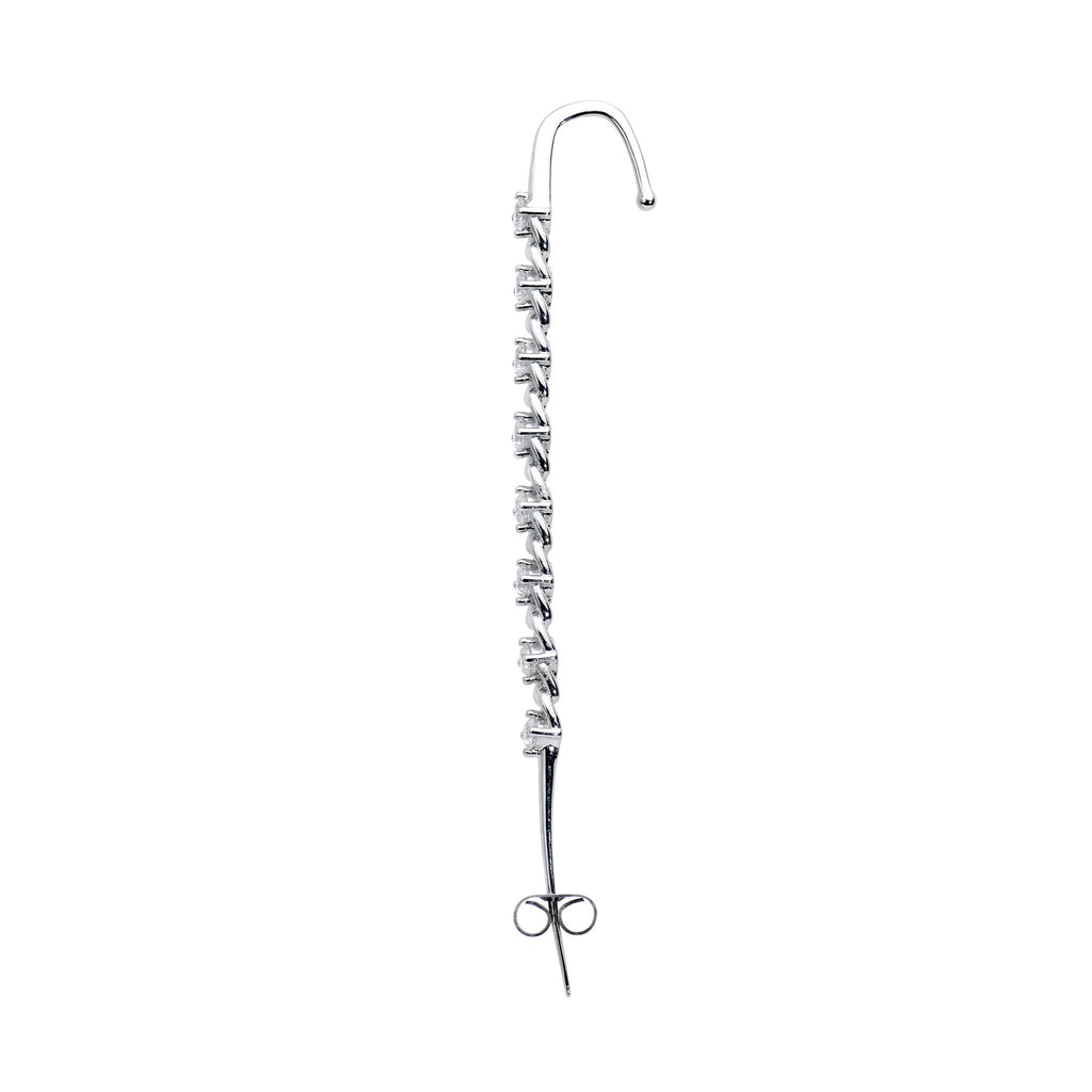 Clear CZ Gem Links Ear Cuff Bar Earring