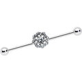14G Clear Gem Baroque Fabulous Flower Industrial Barbell 38mm