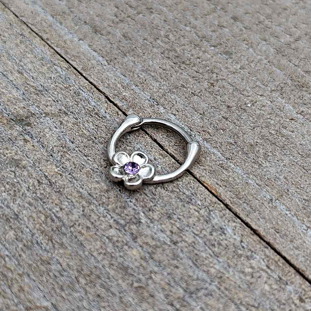 16G 5/16 Purple Gem Sweetheart Flower Cartilage Clicker
