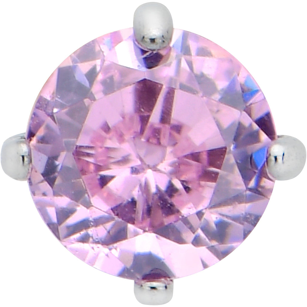 16G 5/16 Pink CZ Gem ASTM F-136 Implant Grade Titanium Hex End Labret Tragus