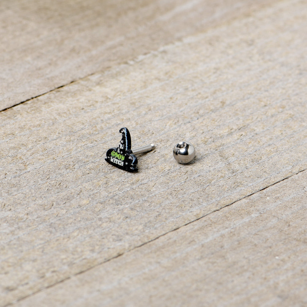 16G 1/4 Good Witch Hat Glow in the Dark Cartilage Tragus Earring